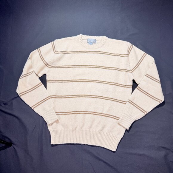 Le Tigre Mens Sweater Large Cream Brown Stripe - Picture 2 of 7